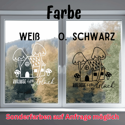 Fensterbild Zuhause im Glück Herbst Sticker Aufkleber herbstliche Fensterdekoration 2 Farben 3 Größen