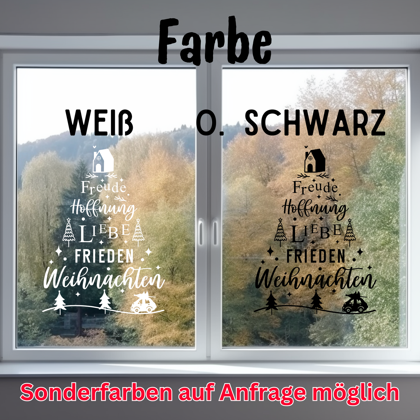 Weihnachtsfensterbild Weihnachtsfrieden Sticker Aufkleber Tannenbaum Fensterbild