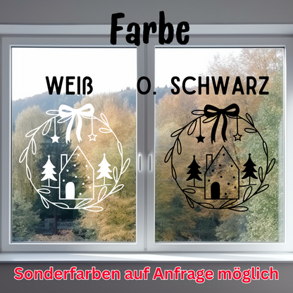 Weihnachtsfensterbild - Häuschen - Vinylsticker - Aufkleber - Fensterbild - Sticker für glatte Flächen 2 Farben 3 Größen