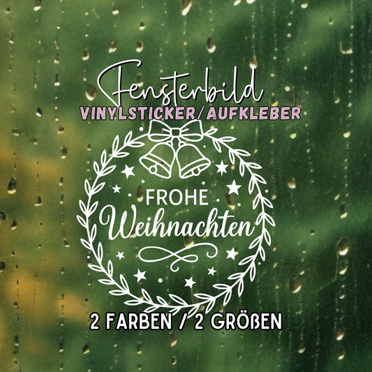 Fensterbild Weihnachtsaufkleber Frohe Weihnachten Kranz Glocken