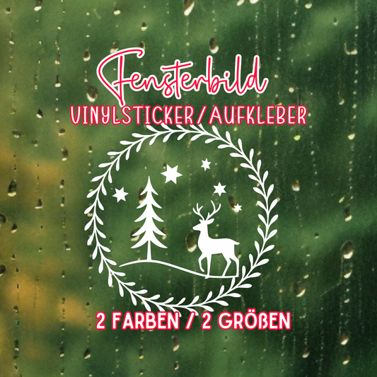 Fensterbild Hirsch minimalistisch | Skandi Deko für Weihnachten und Advent Aufkleber| Exklusiv Design