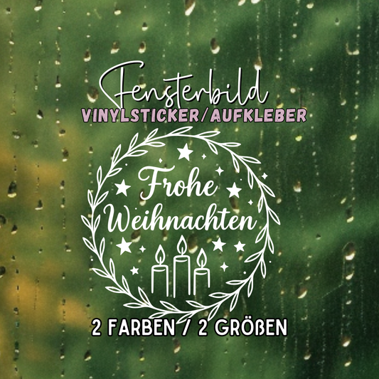Fensterbild Weihnachtsaufkleber Frohe Weihnachten Kranz Kerzen