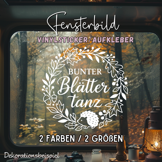 Fensterbild Bunter Blättertanz im Herbst , Herbstlicher Aufkleber