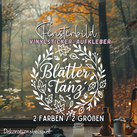 Fensterbild Herbstkranz Aufkleber Blättertanz