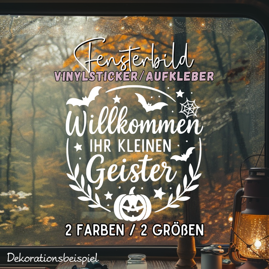 Fensterbild Halloween Hallo Kleine Geister , Herbstzeit Deko, Herbstlicher Aufkleber, Fensterdekoration, Herbstdekoration , Sticker, Kürbis