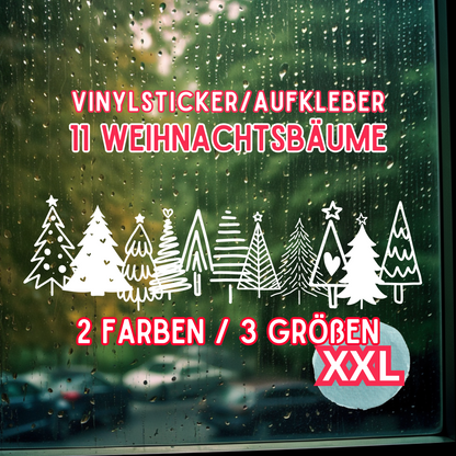 11 Bäume Weihnachtsfensterdeko in 3 Größen 2 Farben auch XXL minimalistische Weihnachtsbäume , Skandi Tannen zum aufkleben