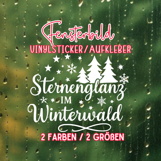 Fensterbild Sternenglanz im Winterwald | Deko für Weihnachten und Advent Aufkleber| Exklusiv Design