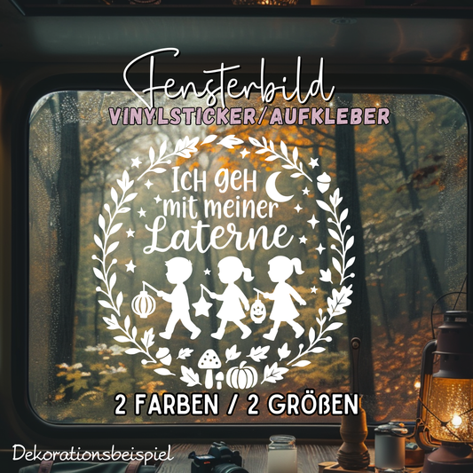 Fensterbild Herbstkranz Ich geh mit meiner Laterne St. Martin Deko Aufkleber