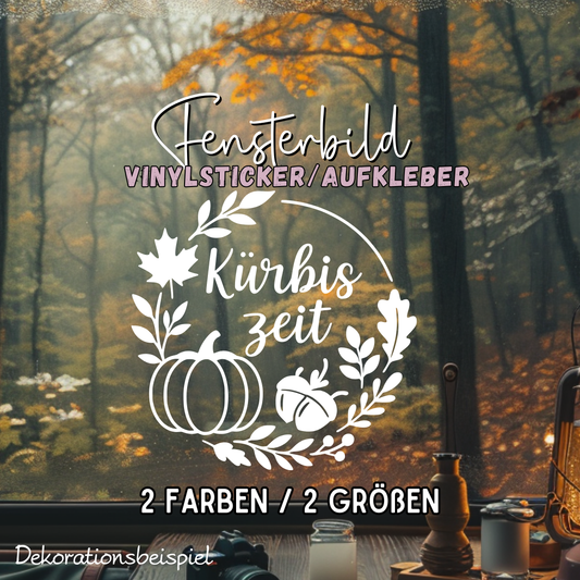 Fensterbild Herbstkranz Vinylaufkleber Kürbiszeit