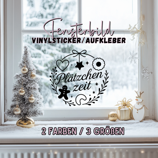 Fensterbild Sticker Weihnachten Plätzchenzeit Lebkuchen | Aufkleber| Weihnachtsbäckerei Deko Advent Weihnachten, Fensteraufkleber Exklusiv