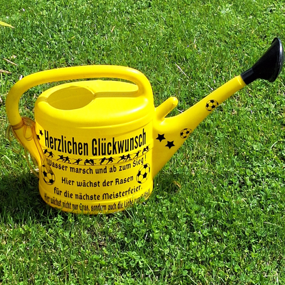 Gießkanne Schwarz Gelb , Geschenk für Fußballer und Gartenliebhaber, Fußballfan Geburtstag, Renteneintritt, Vereinsgeschenk Idee für Freunde