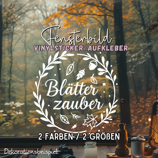 Fensterbild Herbstkranz herbstlicher Aufkleber Blätterzauber