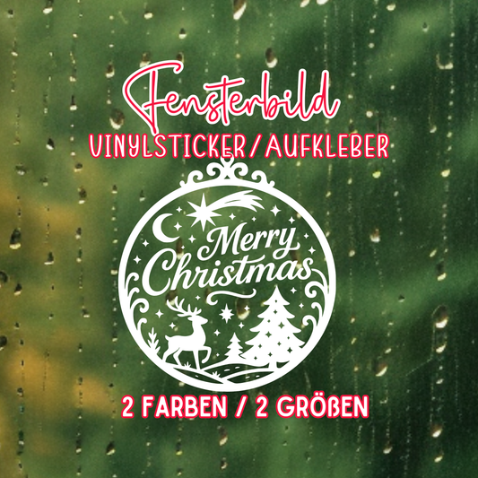 Fensterbild merry christmas| Deko für Weihnachten und Advent Aufkleber| Exklusiv Design