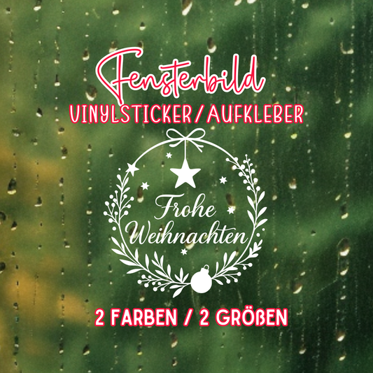 Fensterbild Frohe Weihnachten Kranz mit Kugel | Aufkleber| Exklusiv Design