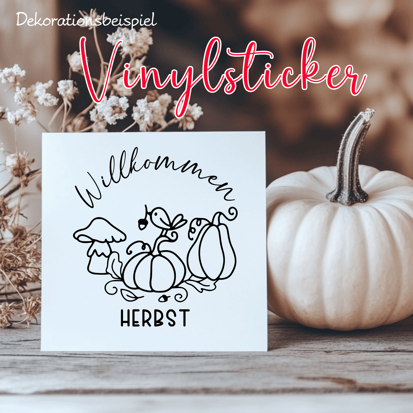 Fensterbild Willkommen Herbst Sticker Aufkleber herbstliche Fensterdekoration 2 Farben 3 Größen