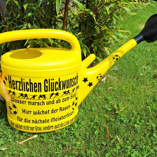 Gießkanne Schwarz Gelb , Geschenk für Fußballer und Gartenliebhaber, Fußballfan Geburtstag, Renteneintritt, Vereinsgeschenk Idee für Freunde