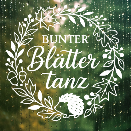 Fensterbild Bunter Blättertanz im Herbst , Herbstlicher Aufkleber