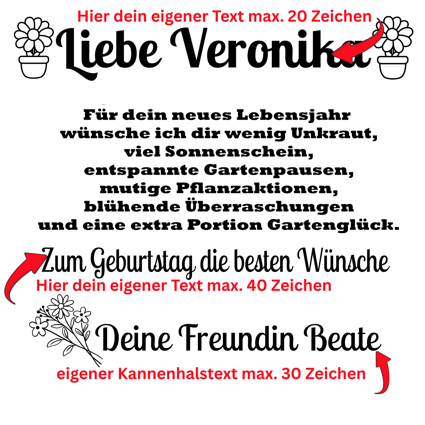 Personalisierte Gießkanne 10L mit Spruch als Geburtstagsgeschenk