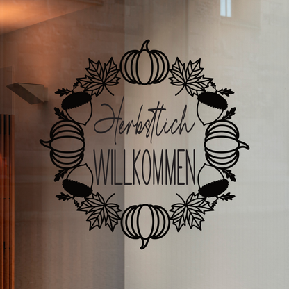 Herbst Fensterbild Herbstlich Willkommen Vinylsticker Aufkleber