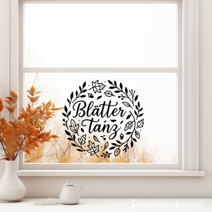 Fensterbild Herbstkranz Aufkleber Blättertanz