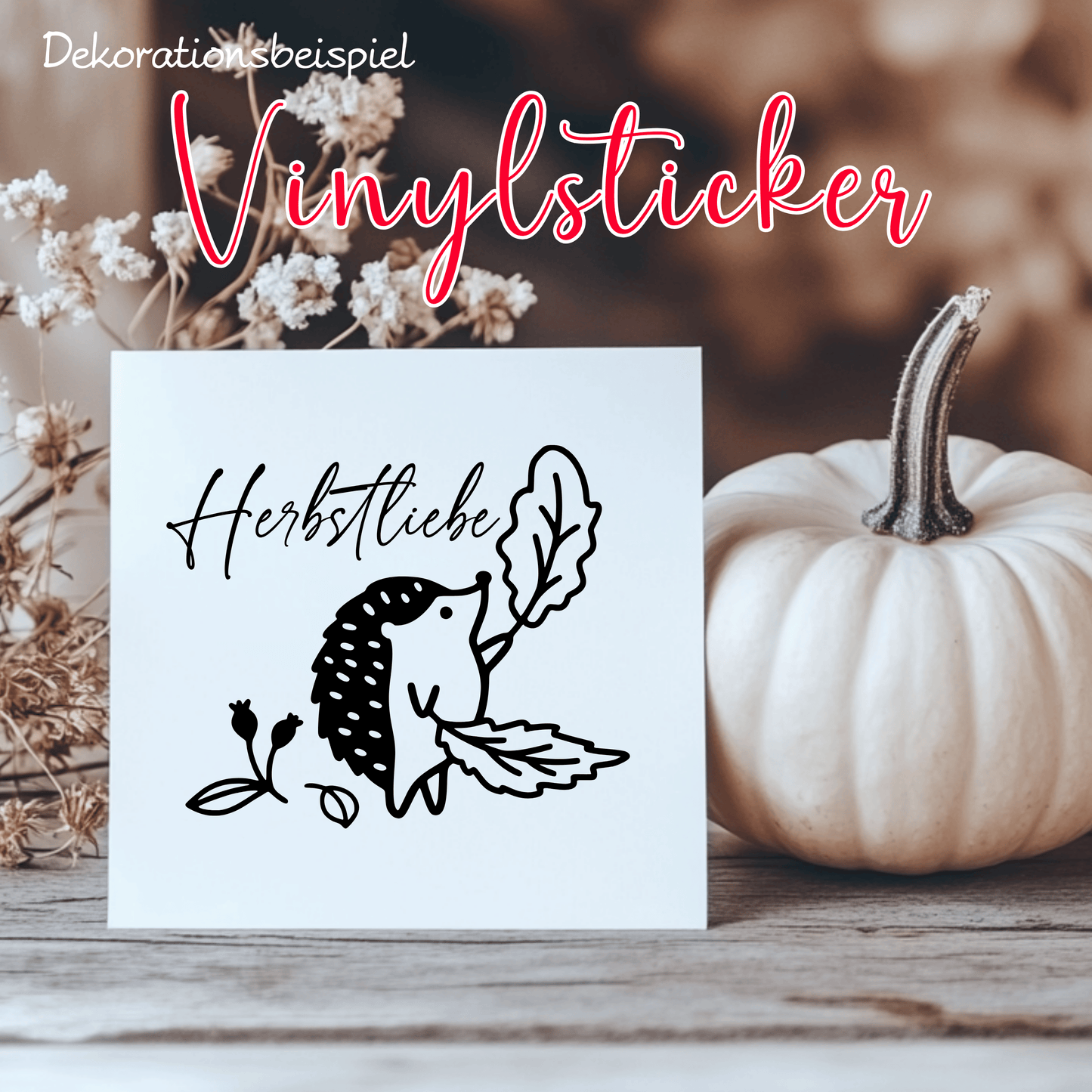 Fensterbild Herbst Igel mit Herbstliebe Sticker Aufkleber herbstliche Fensterdekoration 2 Farben 3 Größen