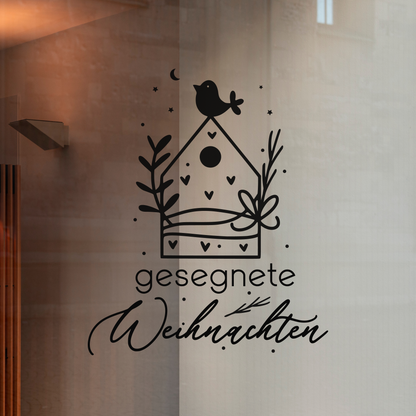 Fensteraufkleber gesegnete Weihnachten Fensterbild Aufkleber Fenstersticker Weihnachtsfensterbild Kranz im Stil Minimalistisch Skandinavisch