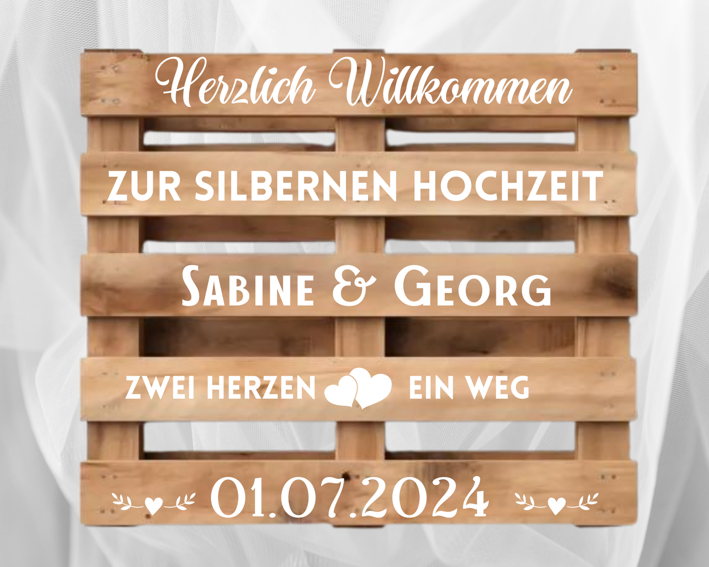 Palettenaufkleber für Willkommensschild Silberhochzeit Palette Diy