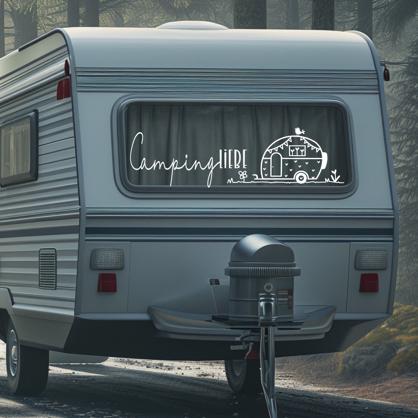 Aufkleber Camper für Wohnwagen Wohnmobil Camping Van Caravan Sticker Camping Liebe ... Fensterbild Scheibenaufkleber in 2 Farben 3 Größen