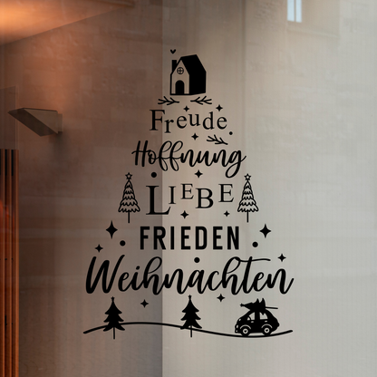 Weihnachtsfensterbild Weihnachtsfrieden Sticker Aufkleber Tannenbaum Fensterbild