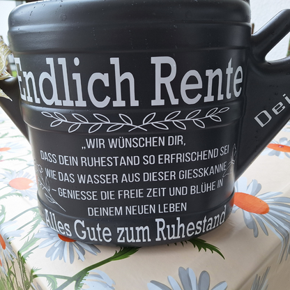 Gießkanne Rente Abschiedsgeschenk Rentner ,Geschenk zum Renteneintritt ,von den Kollegen zum Eintritt in Ruhestand Abschied, Gartenliebhaber