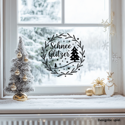 Fensterbild Winterdekoration Sticker Schneeglitzer