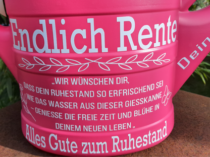 Gießkanne Pink Rente Abschiedsgeschenk Rentnerin ,Geschenk zum Renteneintritt von den Kollegen zum Ruhestand