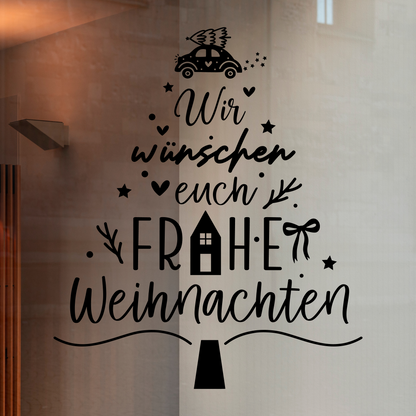 Weihnachtsfensterbild Weihnachtswünsche Sticker Aufkleber Tannenbaum Fensterbild