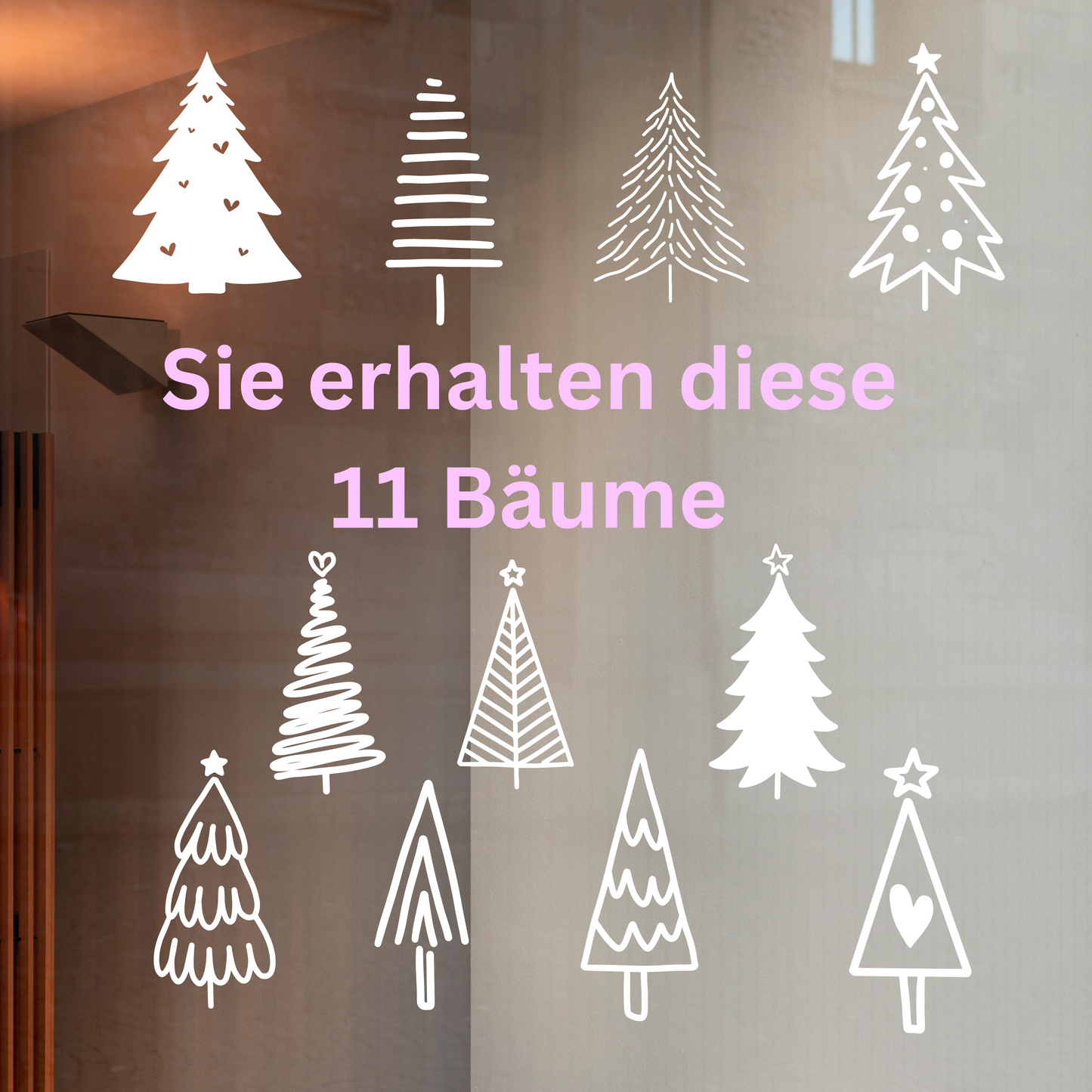 11 Bäume Weihnachtsfensterdeko in 3 Größen 2 Farben auch XXL minimalistische Weihnachtsbäume , Skandi Tannen zum aufkleben