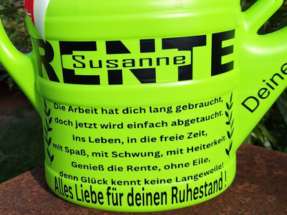 Rente Abschiedsgeschenk mit Namen von Kollegen, Geschenk zum Renteneintritt, Geschenkidee Ruhestand, Rentnergeschenk 10L Rentner Gießkanne