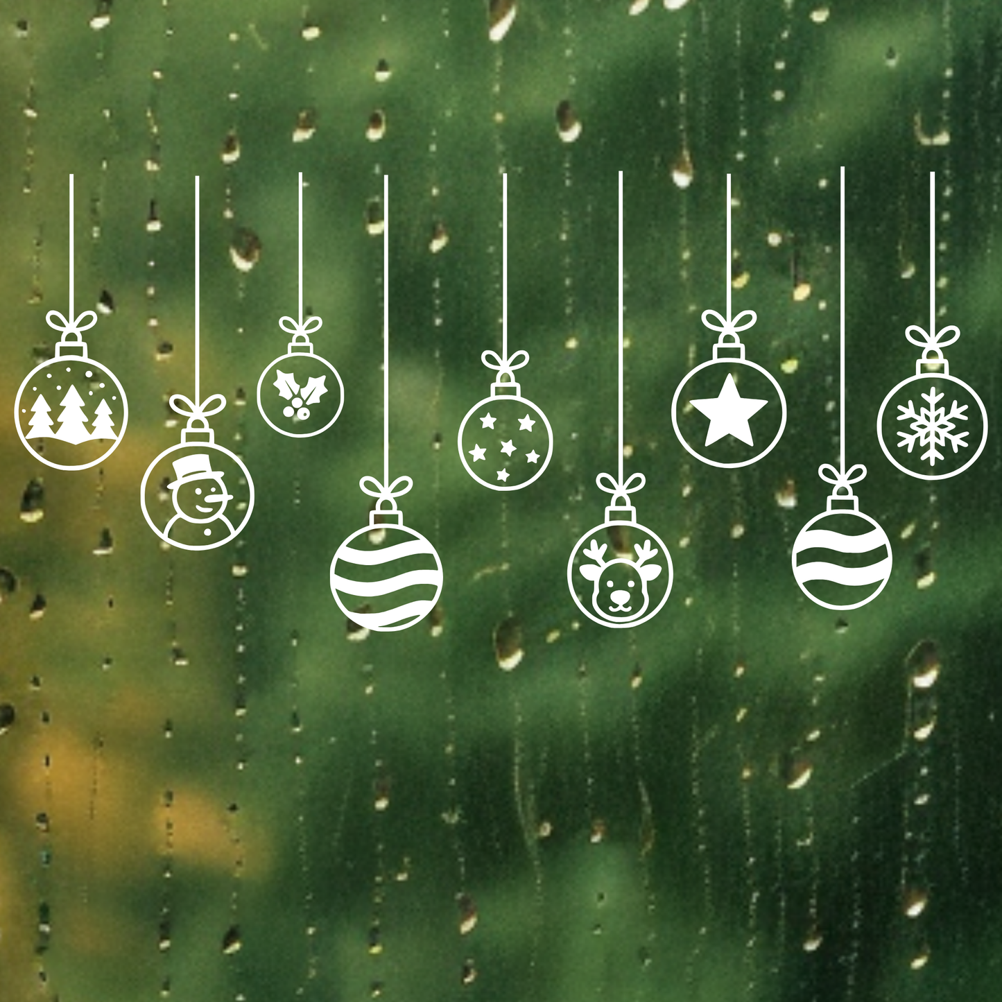 Weihnachtskugeln 9er Set Aufkleber , Weihnachtliche Fensterdekoration, Deko Sticker , Advent , Schaufenster ,  Türen ,  XXL Deko, 2 Farben