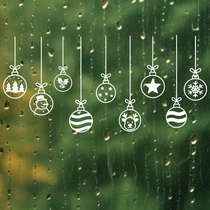 Weihnachtskugeln 9er Set Aufkleber , Weihnachtliche Fensterdekoration, Deko Sticker , Advent , Schaufenster ,  Türen ,  XXL Deko, 2 Farben