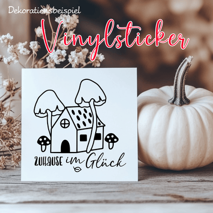 Fensterbild Zuhause im Glück Herbst Sticker Aufkleber herbstliche Fensterdekoration 2 Farben 3 Größen