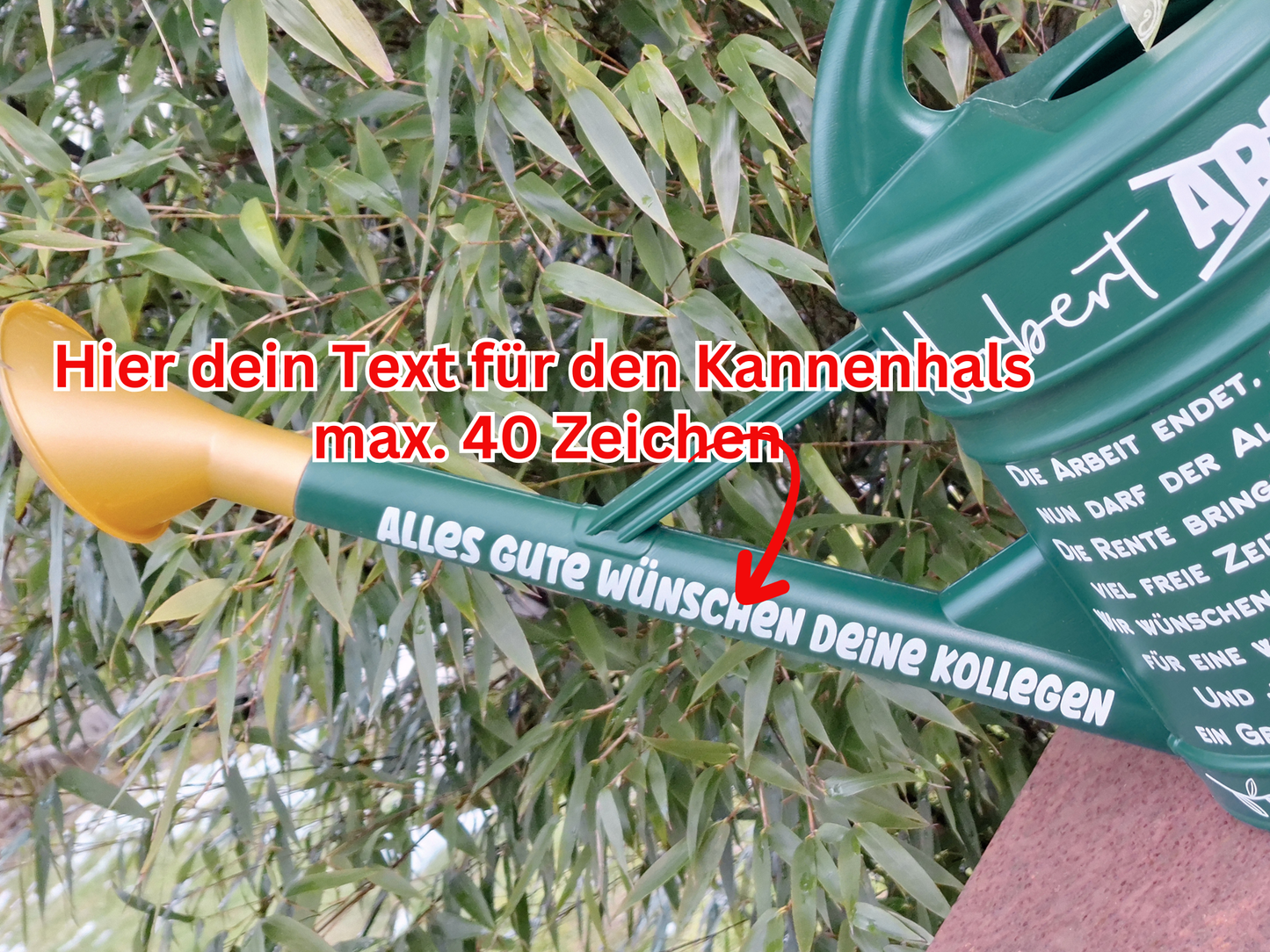 Rentnergeschenk Ruhestand Garten Gießkanne personalisiert mit Namen und Spruch Retro Grün 10 Liter