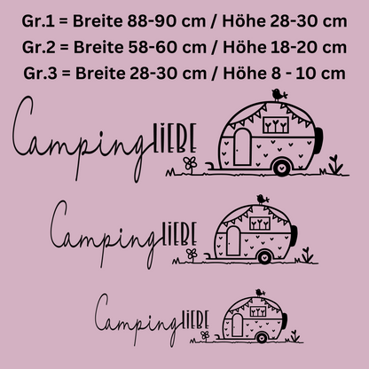 Aufkleber Camper für Wohnwagen Wohnmobil Camping Van Caravan Sticker Camping Liebe ... Fensterbild Scheibenaufkleber in 2 Farben 3 Größen