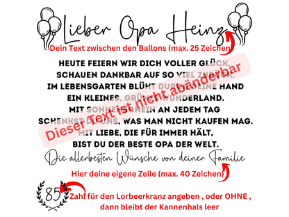 Geschenkgießkanne Bester Opa der Welt Personalisierte Gießkanne Großvater 10L mit Spruch als Geburtstagsgeschenk