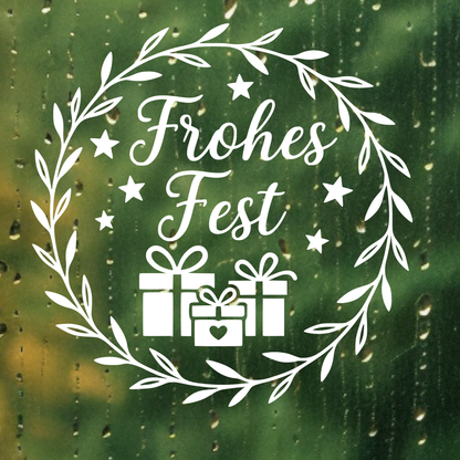Fensterbild Weihnachtsaufkleber  Frohes Fest Kranz