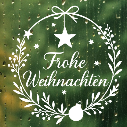 Fensterbild Frohe Weihnachten Kranz mit Kugel | Aufkleber| Exklusiv Design