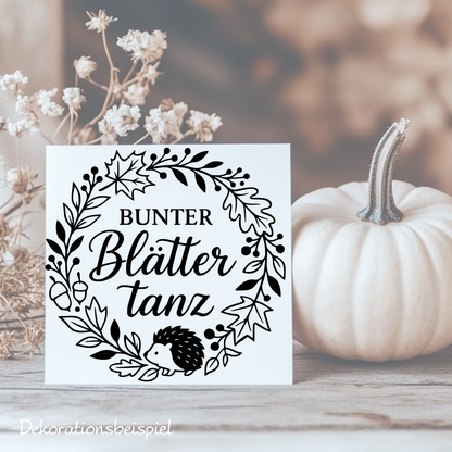 Fensterbild Bunter Blättertanz im Herbst , Herbstlicher Aufkleber