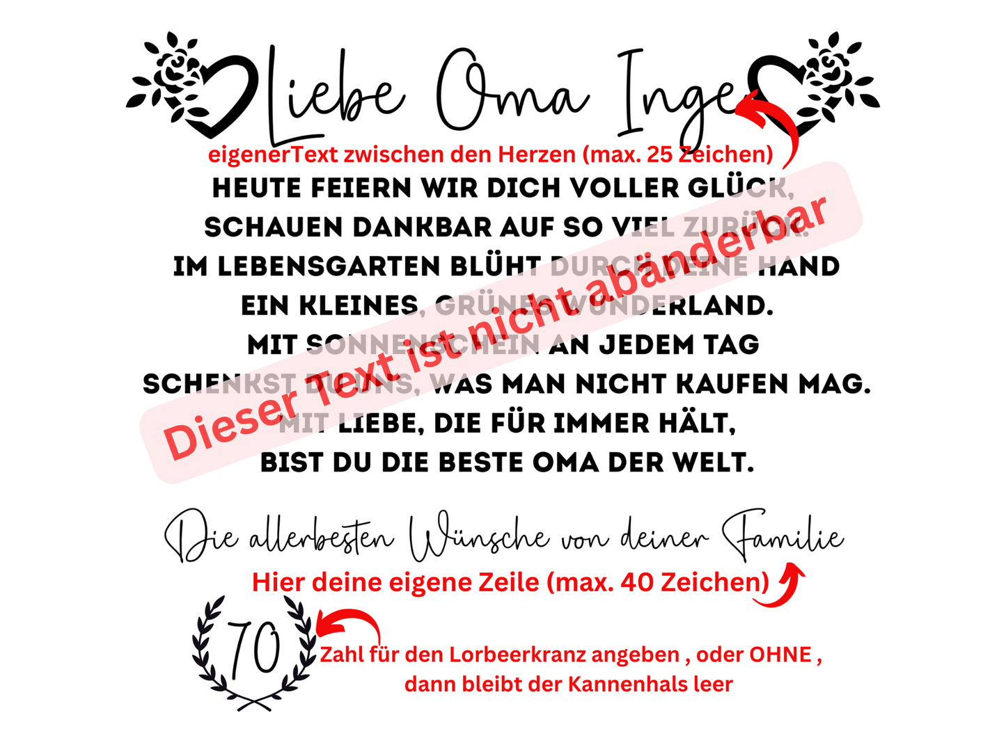 Geschenkgießkanne Beste Oma der Welt Personalisierte Gießkanne Großmutter 10L mit Spruch als Geburtstagsgeschenk