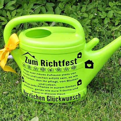 Gießkanne 10L zum Richtfest , Hausbau Meilenstein Geschenk für Bauherren und Gartenliebhaber