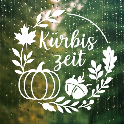 Fensterbild Herbstkranz Vinylaufkleber Kürbiszeit