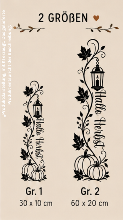 Herbst Fensteraufkleber „Hallo Herbst“ – Vinylsticker für Fenster & Glastür