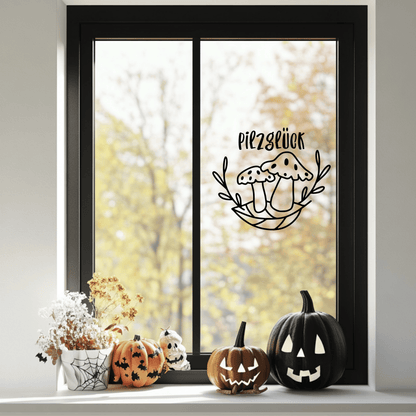 Fensterbild Pilzglück Herbst Sticker Aufkleber herbstliche Fensterdekoration 2 Farben 3 Größen