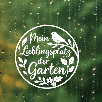 Fensterbild „Lieblingsplatz Garten“ – Vinyl Aufkleber